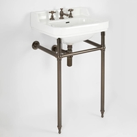 Lavabo Consola con Estructura Efecto Bronce Bruñido de 560mm con Lavabo de 3 Agujeros