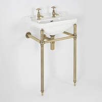 Lavabo Consola con Estructura Efecto Oro Cepillado de 500mm con Lavabo de 2 Agujeros