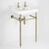 Lavabo Consola con Estructura Efecto Oro Cepillado de 560mm con Lavabo de 2 Agujeros