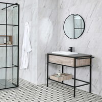 Lavabo Consola de 800mm Negro y Roble Claro - Nox Stamford