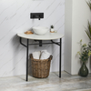 Lavabo Consola Moderno Negro con Encimera Blanca y Lavabo Redondo de 280mm