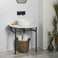 Lavabo Consola Moderno Negro con Encimera de Color Blanco - Nitido