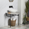 Lavabo Consola Moderno Negro con Encimera de Color Gris Piedra y Lavabo Oval de 520mm