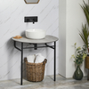 Lavabo Consola Moderno Negro con Encimera de Color Gris Piedra y Lavabo Redondo de 360mm