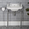 Lavabo Consola Tradicional en Cerámica Old London 515mm con Estructura en Acero Inoxidable - Richmond