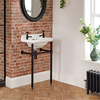 Lavabo Consola Tradicional Blanco y Negro de 515mm - (2 Agujeros para la Grifería)