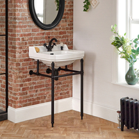 Lavabo Consola Tradicional Blanco y Negro de 560mm - (1 Agujero para la Grifería)