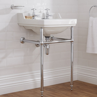 Lavabo Consola Tradicional Cerámica Monoforo 560mm x 885 mm Retro con Estructura Pies en Metal