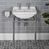 Lavabo Consola Tradicional en Cerámica de 500mm con Estructura en Acero Inoxidable - Richmond