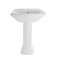 Lavabo de 2 Agujeros con Pedestal Tradicional con Diseño Cuadrado - Chester