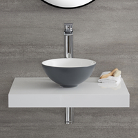 Lavabo de Cerámica Redondo de 280mm Color Gris Piedra para Montaje Sobre Encimeras o Sobremueble – Witton