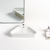 Lavabo de Sobre Encimera Moderno Triangular Blanco - 560mm x 345mm (1 Agujero para la Grifería) - Brixton