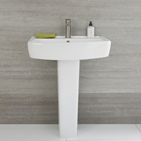 Lavabo Monoforo de 600mm Completo con Pedestal - Farrington