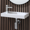 Lavabo Rectangular Suspendido Moderno - 440mm x 235mm (1 Agujero para la Grifería) - con Grifo y Sifón con Acabado Cromado - Sandford
