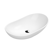 Lavabo Sobre Encimera - Blanco Opaco Moderno Oval - 615mm x 360mm (Sin Agujeros para la Grifería)