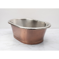 Lavabo Sobre Encimera - Cobre - Estilo Retro - 530mm x 345mm x 180mm - (Sin Agujeros para la Grifería) - Interior en Níquel