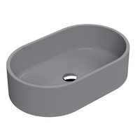 Lavabo Sobre Encimera - Gris Opaco Moderno Oval - 565mm x 350mm (Sin Agujeros para la Grifería)