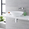 Lavabo Sobre Encimera Oval de Cerámica 520x320mm con Grifo Mezclador Mural - Kenton