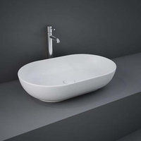 Lavabo Sobre Encimera Oval Moderno - Blanco Opaco - 550mm x 350mm (Sin Agujeros para la Grifería) - RAK Feeling x Hudson Reed