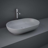 Lavabo Sobre Encimera Oval Moderno - Gris Opaco - 550mm x 350mm (Sin Agujeros para la Grifería) - RAK Feeling x Hudson Reed