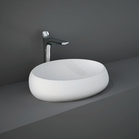 Lavabo Sobre Encimera Oval Moderno Blanco Opaco - 580mm x 400mm (Sin Agujeros para la Grifería)