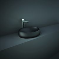 Lavabo Sobre Encimera Oval Moderno Color Negro Opaco - 580mm x 400mm (Sin Agujeros para la Grifería)