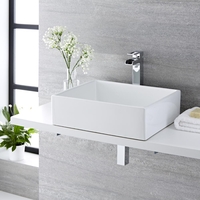 Lavabo Sobre Encimera Rectangular de Cerámica 490x390mm - Haldon