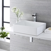 Lavabo Sobre Encimera Rectangular de Cerámica 490x390mm Completo con Grifo - Haldon