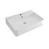 Lavabo Sobre Encimera Rectangular de Cerámica 600mm x 420mm con Grifo Mezclador de Lavabo Monoforo - Exton