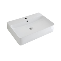 Lavabo Sobre Encimera Rectangular de Cerámica 600mm x 420mm con Grifo Mezclador de Lavabo Monoforo - Exton