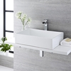 Lavabo Sobre Encimera Rectangular de Cerámica 610x400mm con Grifo Mezclador de Lavabo Monoforo - Haldon