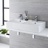 Lavabo Sobre Encimera Rectangular Doble de Cerámica 820x420mm - Halwell