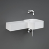 Lavabo Suspendido Cuadrado Moderno - Blanco Lúcido - Versión Izquierda - 765mm x 360mm (Sin Agujeros para la Grifería) - RAK Petit x Hudson Reed