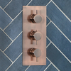 Llave de Ducha Termostática Moderna Triple de 2 Salidas - Color Cobre
