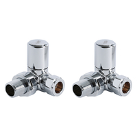 Llaves Modernas Angulares de Esquina para Radiador y Toallero Ahorra Espacio de Latón Cromado para Tubos de Cobre de 15mm