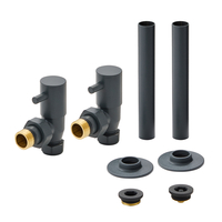 Llaves para Radiador Angulares en Estilo Minimalista y Kit Cubre Tubos - Antracita