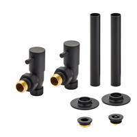 Llaves para Radiador Angulares en Estilo Minimalista y Kit Cubre Tubos - Negras