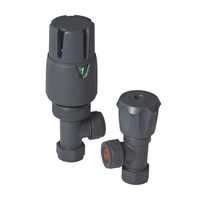 Llaves Termostáticas para Radiador Modernas en Versión Angular de Color Antracita con Conectores