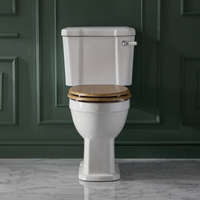 Pack WC Tradicional Monobloque con Cisterna - Palanca de Descarga Cromada/Blanca - Tapa Efecto Roble