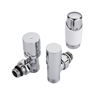 Par de Llaves Angulares Cromadas - Cabezal Termostático Blanco para Radiador y Toallero - 3/4” - Selección de Múltiples Adaptadores - Pex y Multicapa