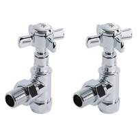 Par de Llaves Angulares para Radiador y Radiador Toallero Tradicional en Cromo para Tubos de Cobre de 15mm