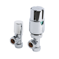 Par de Llaves Angulares Termostáticas Cromadas para Radiador para Tubos de Cobre de 15mm
