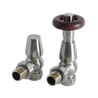 Par de Llaves para Radiador y Radiador Toallero Termostáticas Angulares Tradicionales - 16mm - Satinado