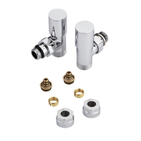 Par de Llaves Termostáticas para Radiador y Toallero con Adaptador para Tubos Pex o Multicapa de 14mm