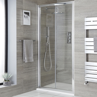 Puerta de Ducha Plegable Frontal Portland con Plato de Ducha Efecto Piedra - Disponible en Distintas Medidas