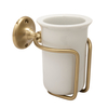Vaso Porta Cepillo de Dientes en Cerámica y Soporte Porta Vaso de Pared Tradicional - Oro Satinado - Elizabeth