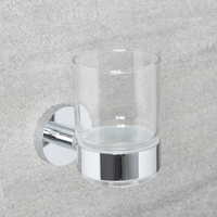 Vaso Porta Cepillo de Dientes en Vidrio Transparente con Soporte Mural