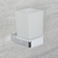 Vaso Porta Cepillo de Dientes en Vidrio Transparente y Soporte Porta Vaso Mural - Kubix