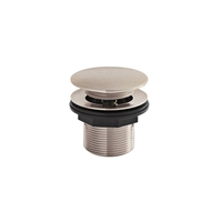 Válvula de Desagüe para Bañera con Tapón Click-Clack sin Rebosadero - Níquel Cepillado - 60mm (no Acanalado)