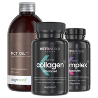 Keto Kombipakke - Indeholder MCT Olie,  Avancerede Keto Complex Kapsler og Keto Kollagen,  ideelt til at understøtte ketose og hudpleje